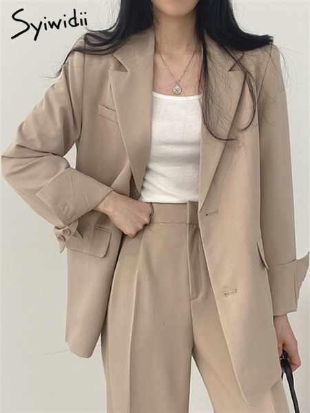 women's suits blazers syiwidii blazer women solid long sleeve notched korean fashion button up long suits office ladies elegant casual, White;black
women's suits blazers syiwidii blazer women solid long sleeve notched korean fashion button up long suits office ladies elegant casual, White;black