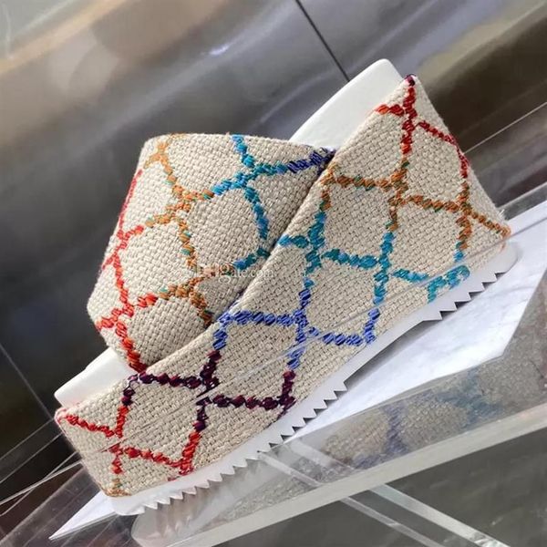 designer wedge non-slip sandals pattern embroidery g letters beach casual slides flip flops ladies platform thick bottom increase 271s omw, Black
designer wedge non-slip sandals pattern embroidery g letters beach casual slides flip flops ladies platform thick bottom increase 271s omw, Black