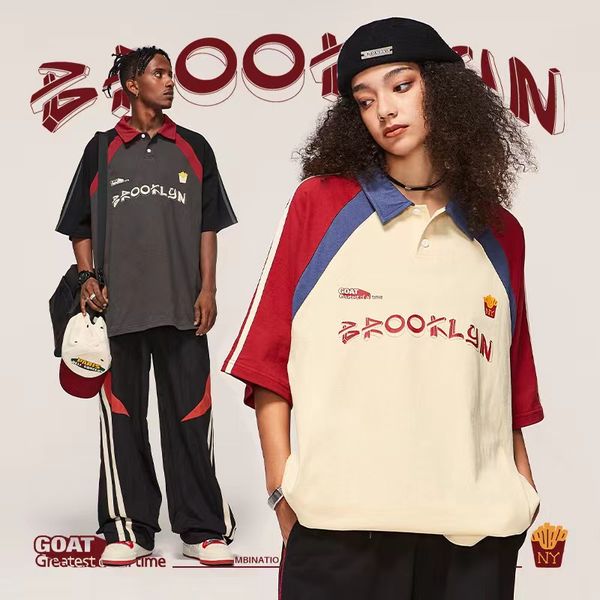 men's t-shirts vintage sports contrast polo short-sleeved t-shirt 2023 summer new fashion brand loose casual men, White;black
men's t-shirts vintage sports contrast polo short-sleeved t-shirt 2023 summer new fashion brand loose casual men, White;black
