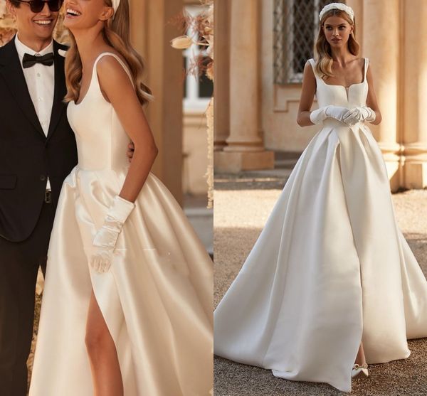 vintage satin wedding dress for women robe de mariee princess white 2023 square silt collar a-line mono bridal gowns vestidos de noiva
vintage satin wedding dress for women robe de mariee princess white 2023 square silt collar a-line mono bridal gowns vestidos de noiva