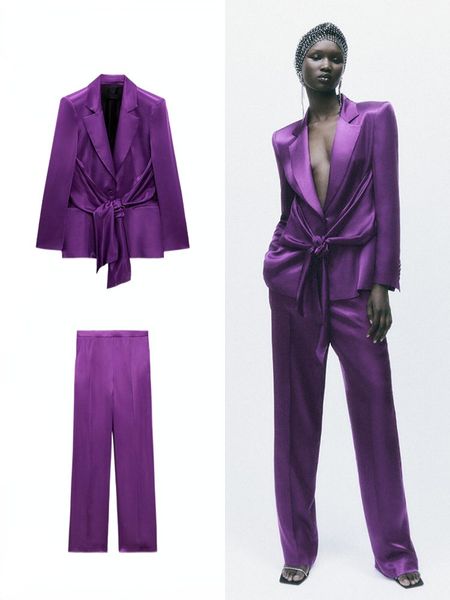 women's suits blazers zaba za fall winter women's clothing bow silk satin texture suit jacket silk satin high waist loose wide leg, White;black
women's suits blazers zaba za fall winter women's clothing bow silk satin texture suit jacket silk satin high waist loose wide leg, White;black
