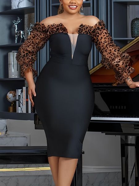 casual dresses deep v neck pencil dress bodycon leopard sleeve midi robe slash neck vintage evening birthday party chic vestido big size 230, Black;gray
casual dresses deep v neck pencil dress bodycon leopard sleeve midi robe slash neck vintage evening birthday party chic vestido big size 230, Black;gray