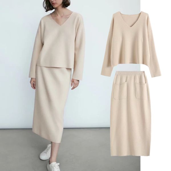 two piece dress jenny dave skirts women sets england fashion simple solid vneck loose sweaters pullovers pockets high waist knitted midi 230, White
two piece dress jenny dave skirts women sets england fashion simple solid vneck loose sweaters pullovers pockets high waist knitted midi 230, White