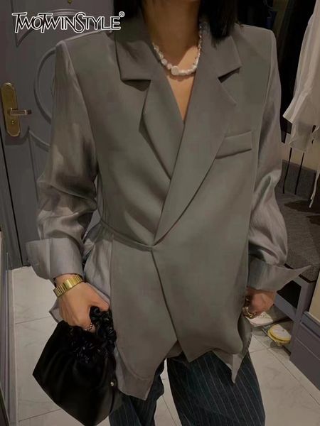women's suits blazers twotwinstyle spring fashion solid blazer for women notched collar long sleeve lace up loose blazers female clothi, White;black
women's suits blazers twotwinstyle spring fashion solid blazer for women notched collar long sleeve lace up loose blazers female clothi, White;black
