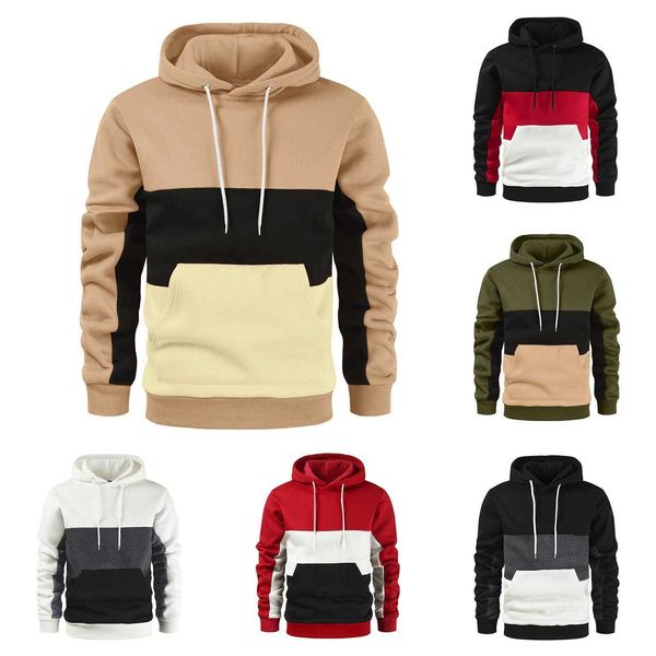 men's clothing new autumn and winter fashion color matching sweater splicing oversize hoodie, Black
men's clothing new autumn and winter fashion color matching sweater splicing oversize hoodie, Black