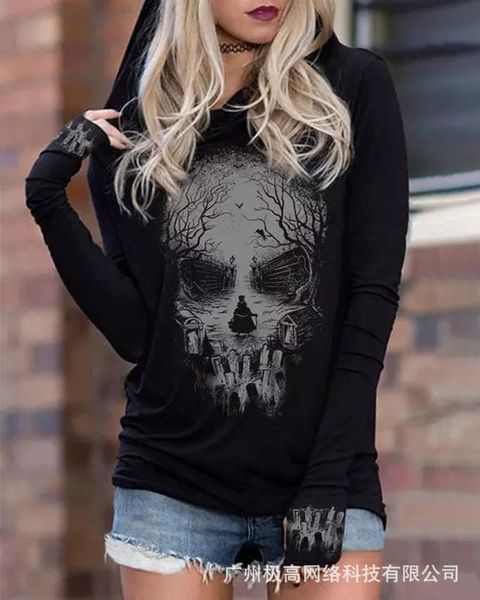 women's hoodies sweatshirts women fashion casual halloween skull print long sleeve sweatshirt pullover 230302, Black
women's hoodies sweatshirts women fashion casual halloween skull print long sleeve sweatshirt pullover 230302, Black