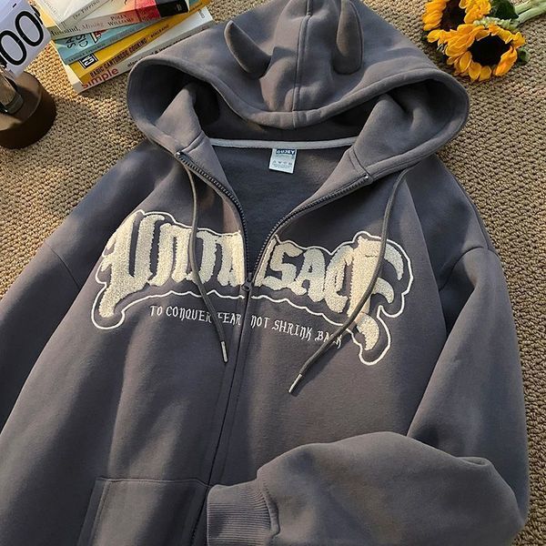 women's hoodies sweatshirts harajuku retro streetwear letter embroidery cardigan zipper y2k hoodie women's loose design fashion tr, Black
women's hoodies sweatshirts harajuku retro streetwear letter embroidery cardigan zipper y2k hoodie women's loose design fashion tr, Black