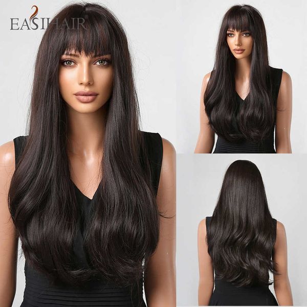 synthetic wigs easihair dark brown synthetic wigs long wavy natural hairs with bangs for women daily cosplay party heat resistant fiber 2302, Black
synthetic wigs easihair dark brown synthetic wigs long wavy natural hairs with bangs for women daily cosplay party heat resistant fiber 2302, Black