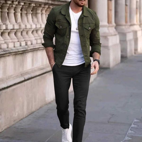 men's clothing autumn and winter work clothes button jacket trendy street casual trousers suit personality male, Black
men's clothing autumn and winter work clothes button jacket trendy street casual trousers suit personality male, Black