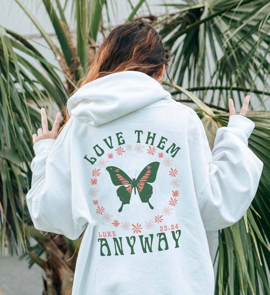women's hoodies sweatshirts colored love them anyway butterfly hoody retro women long sleeve inspirational christian pullovers 230302, Black
women's hoodies sweatshirts colored love them anyway butterfly hoody retro women long sleeve inspirational christian pullovers 230302, Black