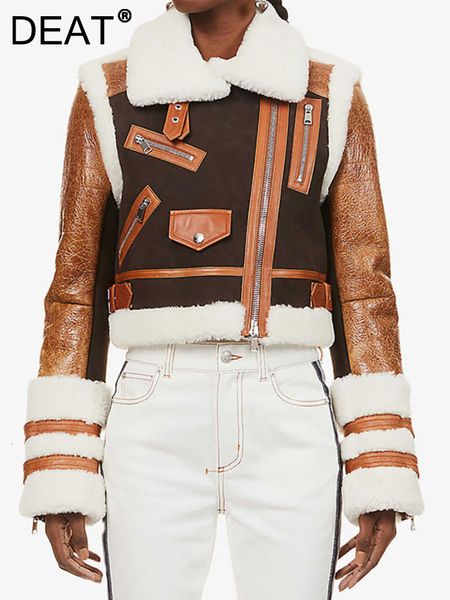 women's jackets deat fashion women's deerskin suede panel cropped jackets lapel diagonal zipper thick lamb wool coat winter 17a446, Black;brown
women's jackets deat fashion women's deerskin suede panel cropped jackets lapel diagonal zipper thick lamb wool coat winter 17a446, Black;brown