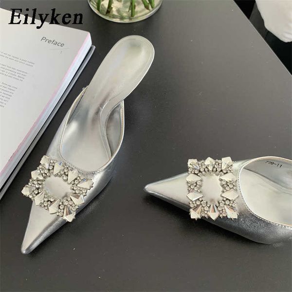 2023 spring new brand women slipper fashion crystal buckle pointed toe slip on ladies mules thin high heel sandals 230302, Black
2023 spring new brand women slipper fashion crystal buckle pointed toe slip on ladies mules thin high heel sandals 230302, Black