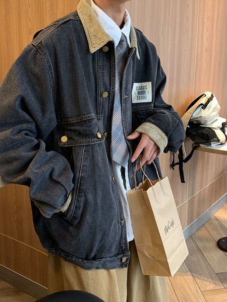men's jackets gmiixder japan retro lapel denim jacket cityboys punk loose jacket autumn hong kong style hip hop handsome stitching jean, Black;brown
men's jackets gmiixder japan retro lapel denim jacket cityboys punk loose jacket autumn hong kong style hip hop handsome stitching jean, Black;brown