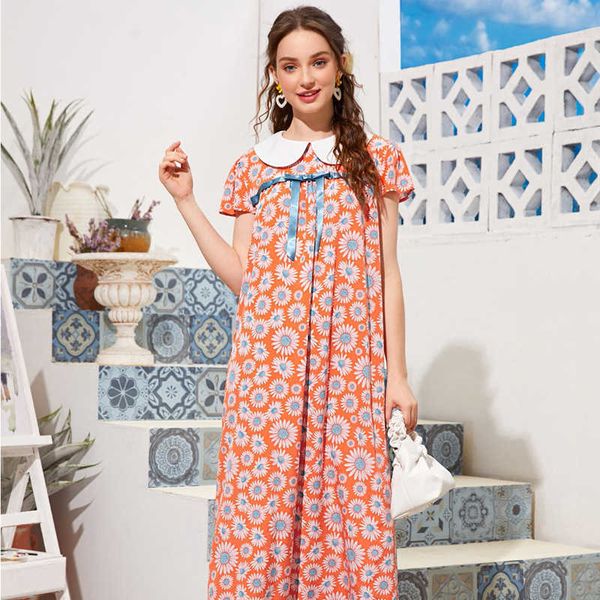 women's casual dresses mxz-108 floral ruffle collar short sleeve loose long dresses women, Black;gray
women's casual dresses mxz-108 floral ruffle collar short sleeve loose long dresses women, Black;gray