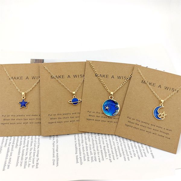 creative starry sky clavicle chain pendant necklace korean version dream planet star moon necklace jewelry gift with gold card, Silver
creative starry sky clavicle chain pendant necklace korean version dream planet star moon necklace jewelry gift with gold card, Silver