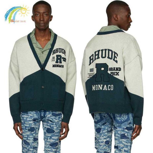 men women casual autumn winter button v-neck rhude knitted cardigan green colorblock rhude sweater jacquard sweatshirts, White;black
men women casual autumn winter button v-neck rhude knitted cardigan green colorblock rhude sweater jacquard sweatshirts, White;black