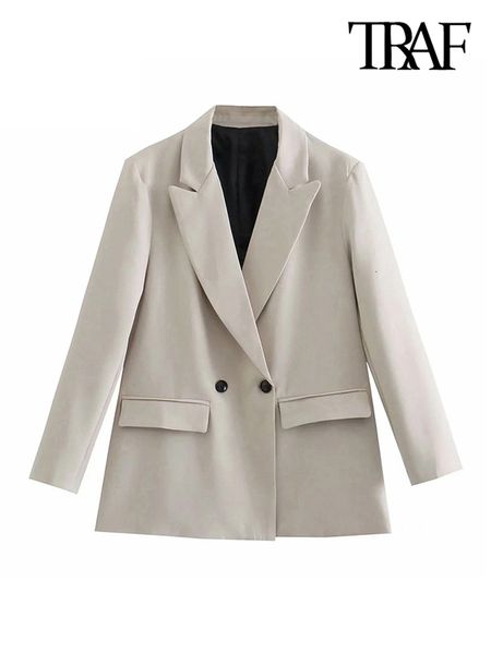 women's suits blazers traf women fashion double breasted loose blazer coat vintage long sleeve flap pockets female outerwear chic veste, White;black
women's suits blazers traf women fashion double breasted loose blazer coat vintage long sleeve flap pockets female outerwear chic veste, White;black