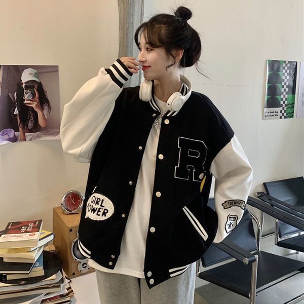 womens jackets letter embroidery high street loose flocking patchwork coat casual contrasting color woman clothes 230302, Black;brown
womens jackets letter embroidery high street loose flocking patchwork coat casual contrasting color woman clothes 230302, Black;brown