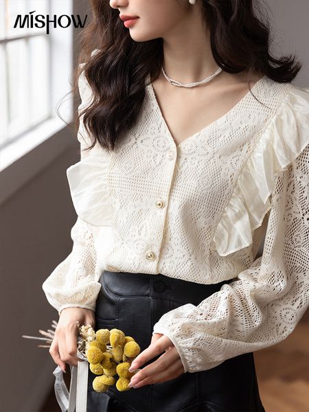 women's blouses shirts mishow lace blouses women autumn french vneck ruffle long sleeves crochet hollow out shirts chic female clothing, White
women's blouses shirts mishow lace blouses women autumn french vneck ruffle long sleeves crochet hollow out shirts chic female clothing, White