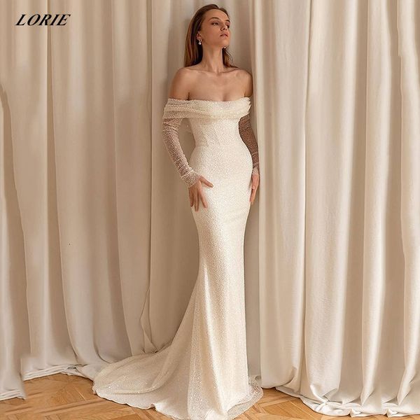 party dresses lorie off shoulder glitter elegant mermaid wedding dresses strapless long shiny sleeves bodycon bohemia bridal gowns plus size, White;black
party dresses lorie off shoulder glitter elegant mermaid wedding dresses strapless long shiny sleeves bodycon bohemia bridal gowns plus size, White;black