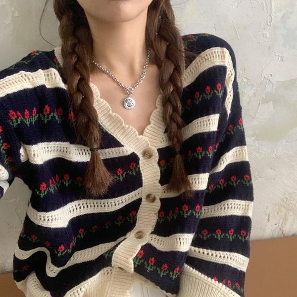 women's knits tees striped long sleeve cardigan short sweet v-neck autumn student korean fashion loose design feeling niche ins sweater, White
women's knits tees striped long sleeve cardigan short sweet v-neck autumn student korean fashion loose design feeling niche ins sweater, White