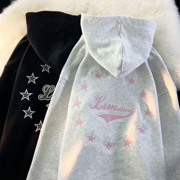 women's hoodies gothic printing star pattern women retro harajuku hip hop jackets high street pullovers sweatshirt y2k clothes, Black
women's hoodies gothic printing star pattern women retro harajuku hip hop jackets high street pullovers sweatshirt y2k clothes, Black