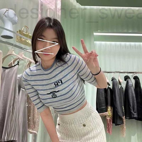 women's sweaters designer fashion stripe round neck letter embroidery slim fit t-shirt 23 spring/summer new casual medium sleeve short, White;black
women's sweaters designer fashion stripe round neck letter embroidery slim fit t-shirt 23 spring/summer new casual medium sleeve short, White;black