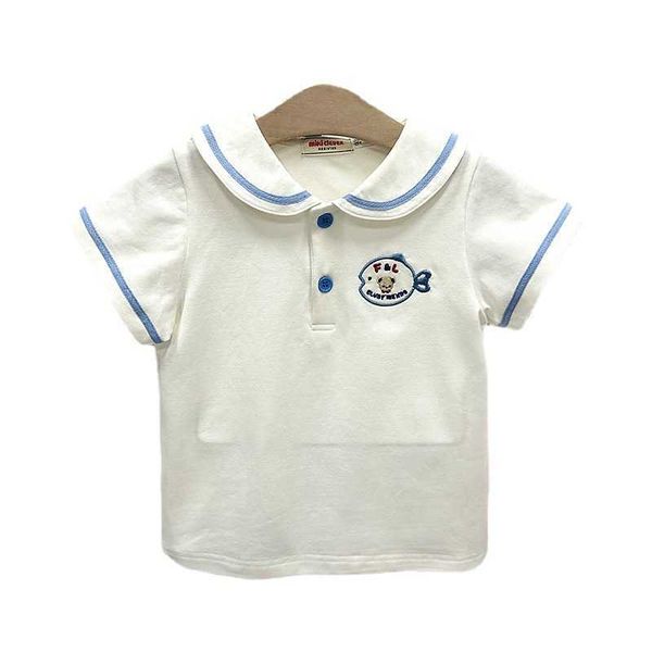 23 summer new miki cotton chil1en's navy short-sleeved t-shirt hainan style small lapel college style t-shirt 2928, Blue
23 summer new miki cotton chil1en's navy short-sleeved t-shirt hainan style small lapel college style t-shirt 2928, Blue