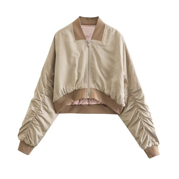 womens jackets norpojin cropped women fashion pleated sleeves bomber chic lady high street fall winter coats female 230302, Black;brown
womens jackets norpojin cropped women fashion pleated sleeves bomber chic lady high street fall winter coats female 230302, Black;brown