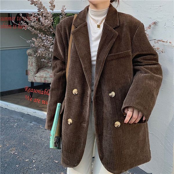 women's suits blazers autumn winter quilted corduroy blazers women fashion vintage brown blazer female korean casual loose suit jacket, White;black
women's suits blazers autumn winter quilted corduroy blazers women fashion vintage brown blazer female korean casual loose suit jacket, White;black