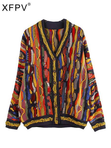 women's knits tees xfpv autumn fashion casual v neck long sleeve loose multicolor striped slim cardigan kniited sweater woman sm11890 2, White
women's knits tees xfpv autumn fashion casual v neck long sleeve loose multicolor striped slim cardigan kniited sweater woman sm11890 2, White