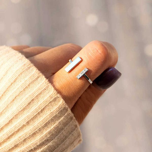 high version tiffay style double ring with micro-encrusted zircon design small crowd ins cold wind open gift, Silver
high version tiffay style double ring with micro-encrusted zircon design small crowd ins cold wind open gift, Silver