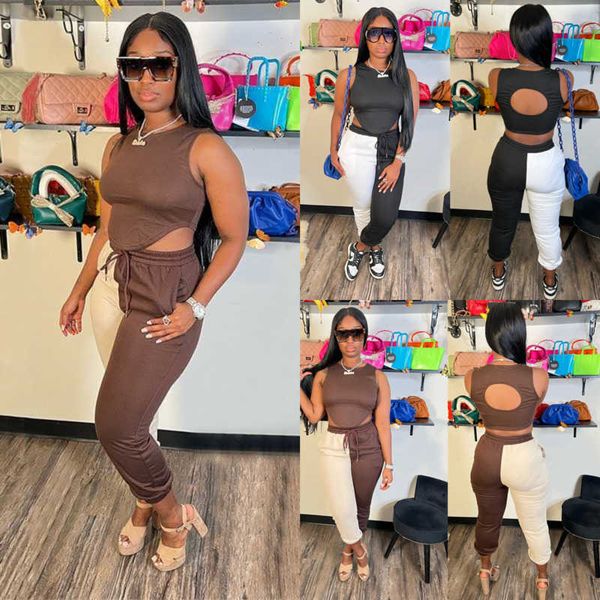 summer new arrivals women clothes tracksuits open back knitted patchwork suit vest pants mid waist two piece set, Gray
summer new arrivals women clothes tracksuits open back knitted patchwork suit vest pants mid waist two piece set, Gray