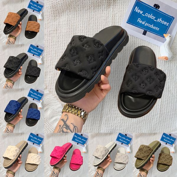 flat pool pillow comfort slippers embossed mules sandals designer slides men womens shoes summer nylon cool luxury slipper sandal white e47e, Black
flat pool pillow comfort slippers embossed mules sandals designer slides men womens shoes summer nylon cool luxury slipper sandal white e47e, Black