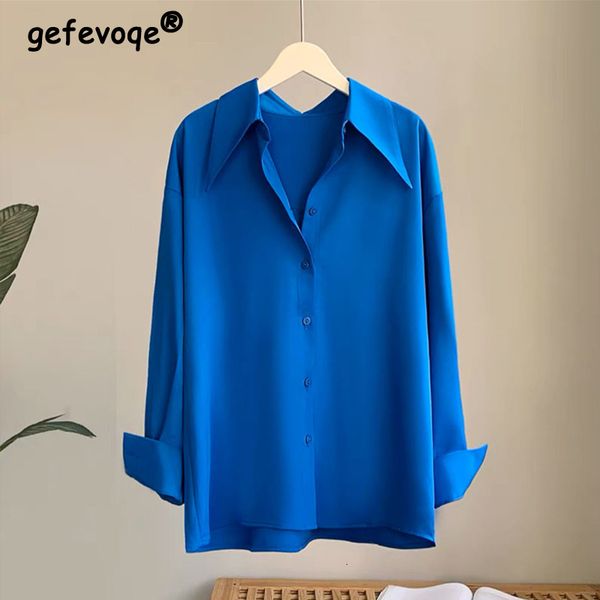 women's blouses shirts korean fashion simple office lady business casual retro button up shirt elegant loose long sleeve solid blouse w, White
women's blouses shirts korean fashion simple office lady business casual retro button up shirt elegant loose long sleeve solid blouse w, White