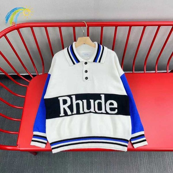 classic style button lapel rhude knitted sweatshirts men women 1 1 blue white colorblock jacquard rhude sweater with tags, White;black
classic style button lapel rhude knitted sweatshirts men women 1 1 blue white colorblock jacquard rhude sweater with tags, White;black