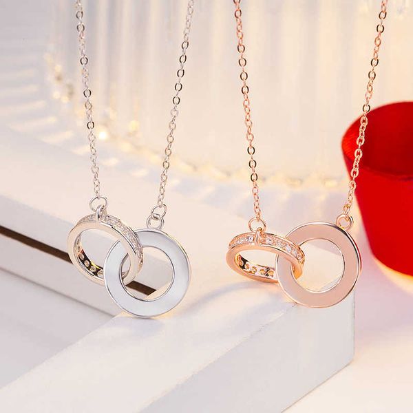 kajia s925 sterling silver double ring big cake necklace with diamond japanese and korean versatile plated 18k rose gold chain
kajia s925 sterling silver double ring big cake necklace with diamond japanese and korean versatile plated 18k rose gold chain