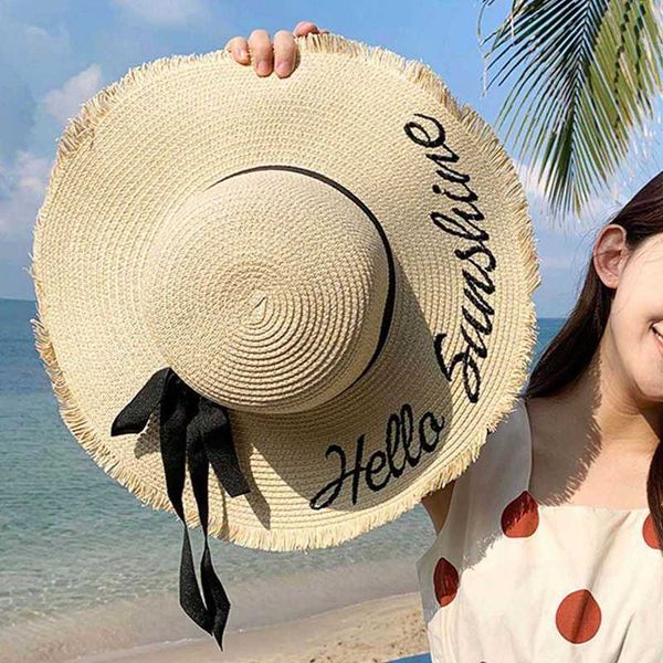 wide brim hats handmade hello sunshine letter sun hats for women black ribbon lace up large brim straw hat outdoor beach hat summer caps j23, Blue;gray
wide brim hats handmade hello sunshine letter sun hats for women black ribbon lace up large brim straw hat outdoor beach hat summer caps j23, Blue;gray