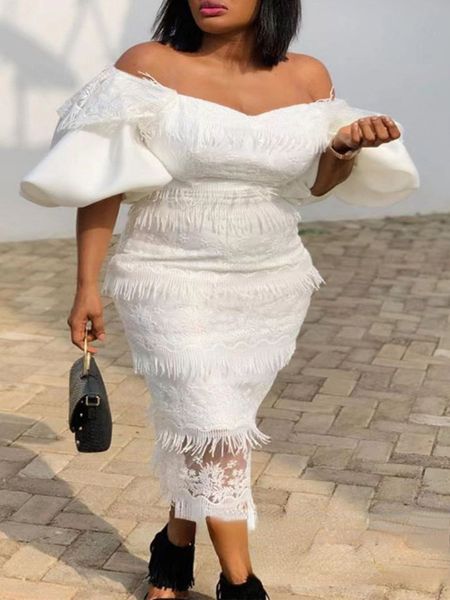 casual dresses white lace dress women elegant one shoulder lace fringe robe puff sleeve big size tube birthday evening vestidos summer 23030, Black;gray
casual dresses white lace dress women elegant one shoulder lace fringe robe puff sleeve big size tube birthday evening vestidos summer 23030, Black;gray