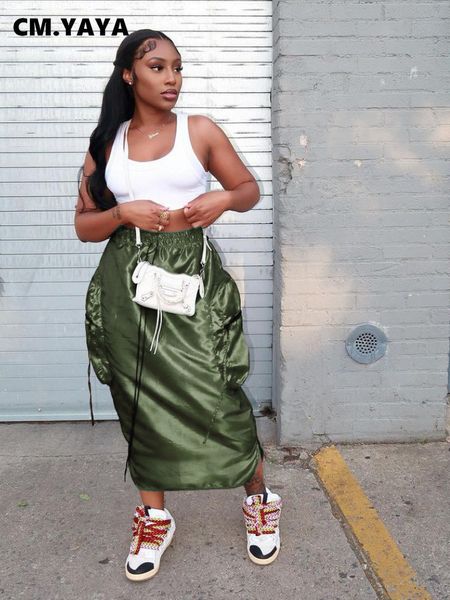 skirts cmyaya streetwear women pocket side slim maxi long skirt fashion drawstring high waist ins 230302, Black
skirts cmyaya streetwear women pocket side slim maxi long skirt fashion drawstring high waist ins 230302, Black