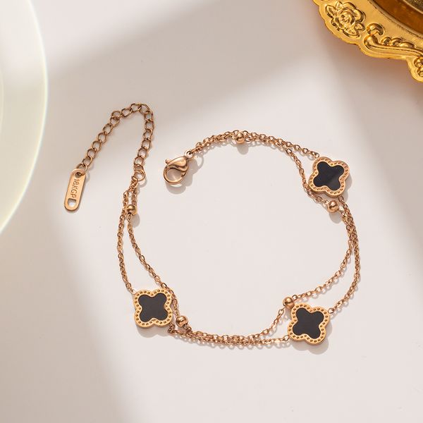 double-layer double-sided four-leaf grass bracelet designed by female minority 18k rose gold titanium steel bracelet, Golden;silver
double-layer double-sided four-leaf grass bracelet designed by female minority 18k rose gold titanium steel bracelet, Golden;silver