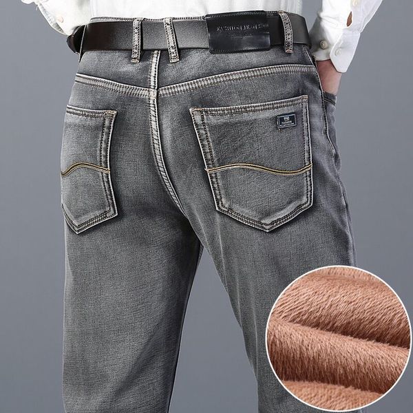 men's jeans winter men's warm thick gray jeans business fashion regular fit denim trousers fleece stretch pants male brand 230302, Blue
men's jeans winter men's warm thick gray jeans business fashion regular fit denim trousers fleece stretch pants male brand 230302, Blue