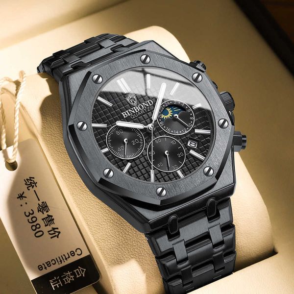 binbang high-end three-eye six-needle multi-function moon steel band multi-function men's watch, Slivery;black
binbang high-end three-eye six-needle multi-function moon steel band multi-function men's watch, Slivery;black