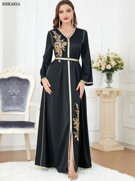 ethnic clothing floral embroidery guipure lace panel belted dress elegant vnek long dresses black abaya muslim women clothing ramadan 230302, Red 
ethnic clothing floral embroidery guipure lace panel belted dress elegant vnek long dresses black abaya muslim women clothing ramadan 230302, Red
