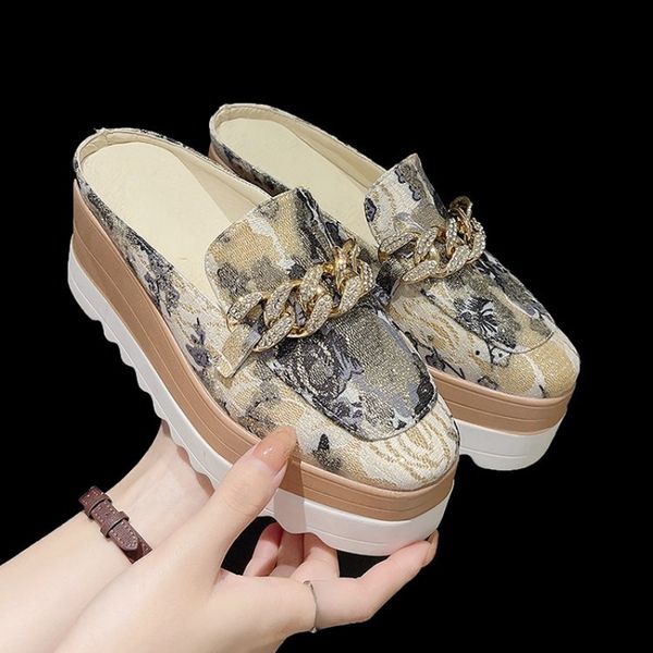 slippers women sandals platform metal decoration baotou pointed toe womens outdoor shoes zapatos de mujer 3542 230302, Black
slippers women sandals platform metal decoration baotou pointed toe womens outdoor shoes zapatos de mujer 3542 230302, Black