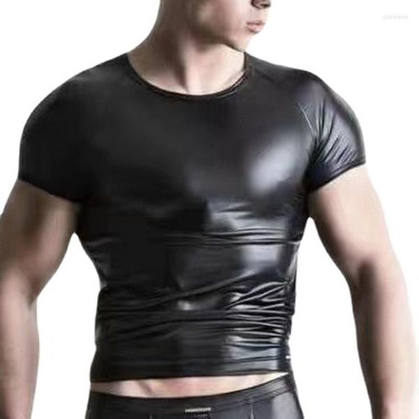 fashion trend luxury men's t shirts men faux leather short sleeve pu fitness latex t-shirt gay stage tee party clubwear m, Black;brown
fashion trend luxury men's t shirts men faux leather short sleeve pu fitness latex t-shirt gay stage tee party clubwear m, Black;brown