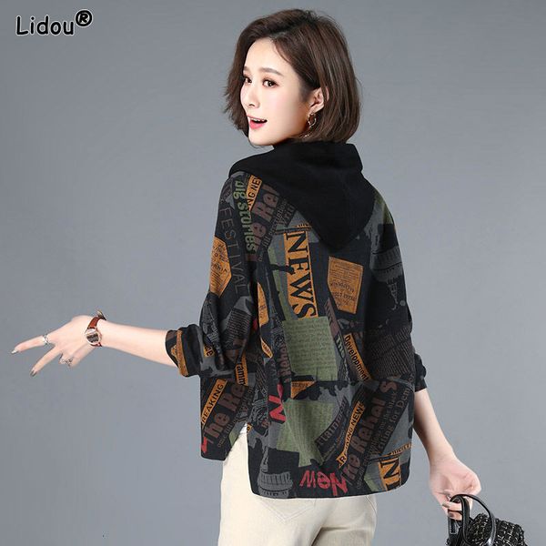women's jackets spring autumn winter thin clothing casual korean loose zipper hooded pockets spliced printing oversized cardigan 230302, Black;brown
women's jackets spring autumn winter thin clothing casual korean loose zipper hooded pockets spliced printing oversized cardigan 230302, Black;brown