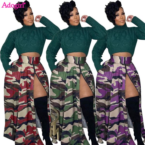 skirts adogirl women maxi camo skirt high waist zipper up split a line long casual fashion all mathing petticoat streetwear 230302, Black 
skirts adogirl women maxi camo skirt high waist zipper up split a line long casual fashion all mathing petticoat streetwear 230302, Black