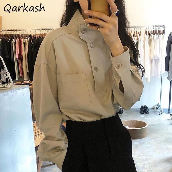 women's blouses shirts long sleeve blouses women stand collar minimalist spring design korean style colleges s-3xl cozy all-match clot, White
women's blouses shirts long sleeve blouses women stand collar minimalist spring design korean style colleges s-3xl cozy all-match clot, White