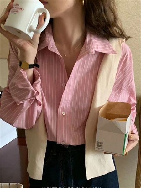 womens blouses shirts pink striped for women spring summer korean loose turn down collar long sleeve casual harajuku 230302, White
womens blouses shirts pink striped for women spring summer korean loose turn down collar long sleeve casual harajuku 230302, White